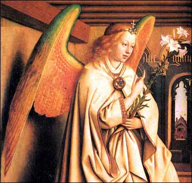 Medieval angel with lily